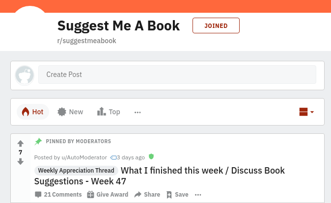 Books suggested on r/suggestmeabook